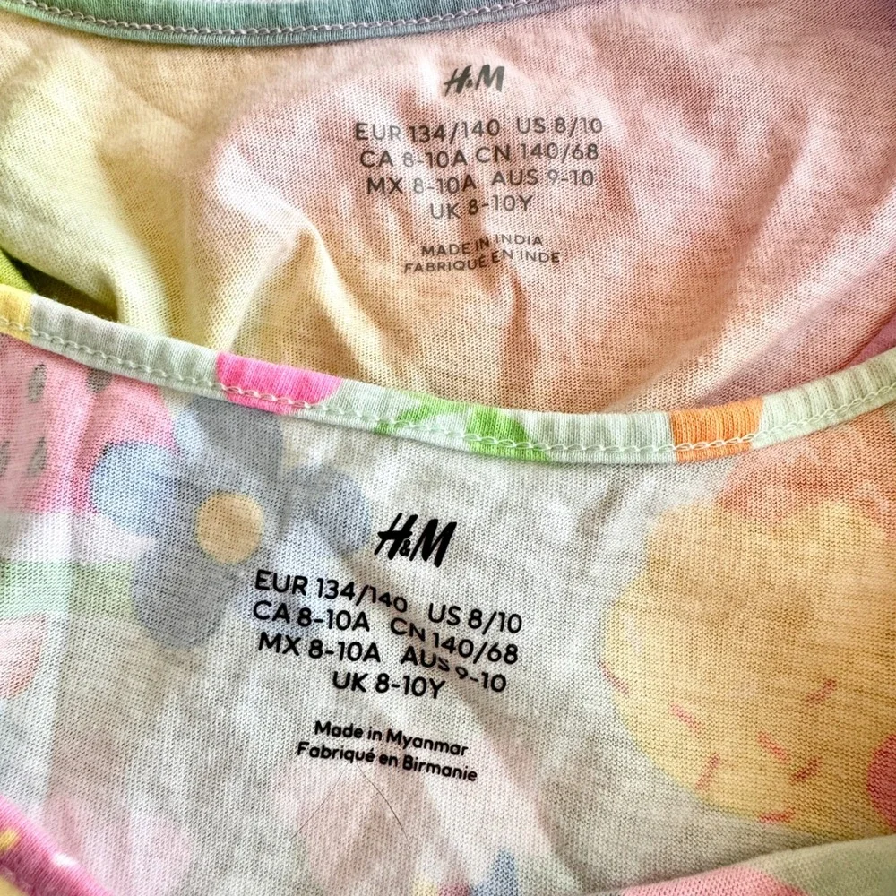HM Girls 2-Pack Sleeveless Jersey Dresses Size 8/10 Rainbow Tie Dye Ice‎ Cream
